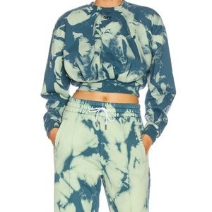 Off white Tie-Dye Printed cropped crewneck and sweatpants